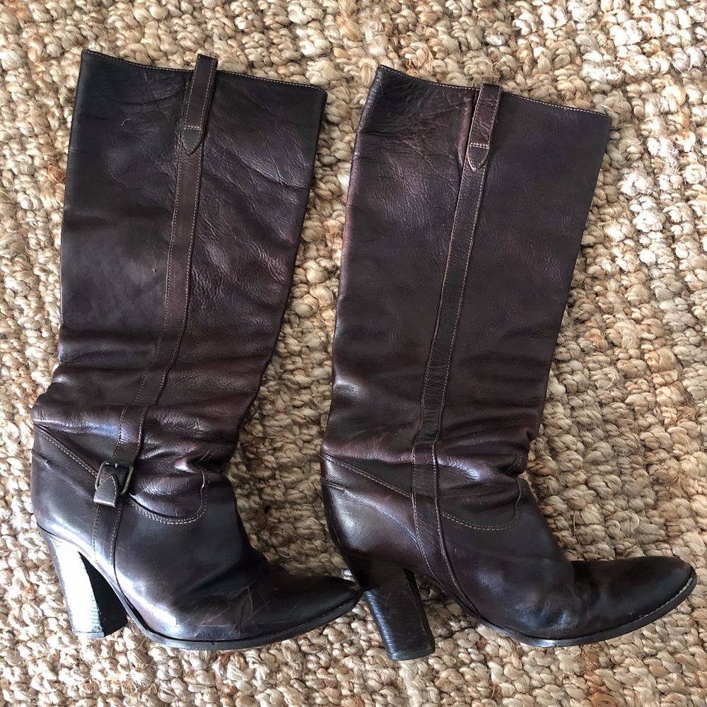 Real leather brown J. Crew knee high boots size 9
